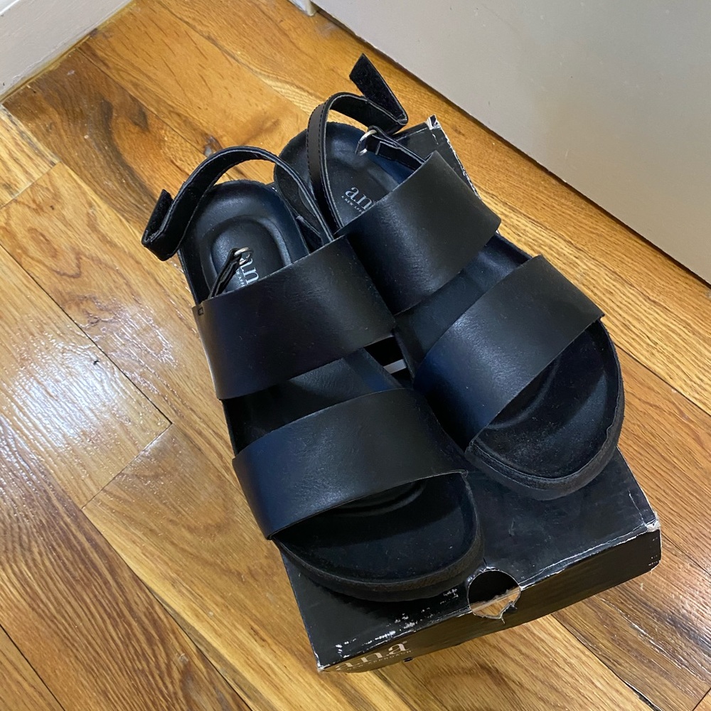 Black A.N.A: A New Approach Sandals (used)